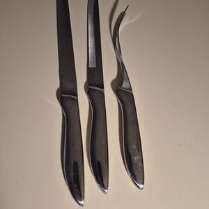 Vintage 3 PC Stainless Steel Kitchen Carving Knife Set - Hollow Handles Japan